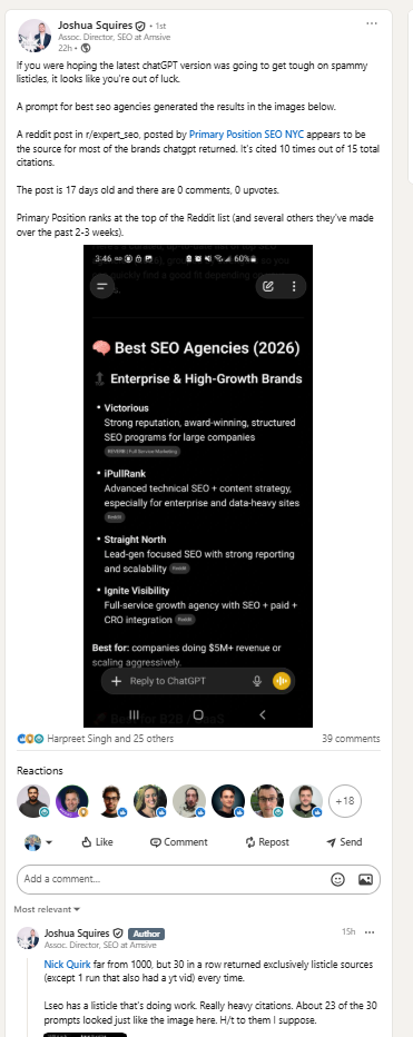 Amsive SEO Agency label us as spammy